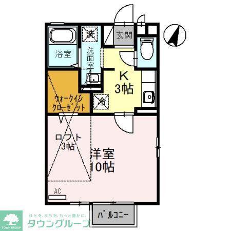 プリムヴェール・シャンテ(1K/1階)の間取り写真