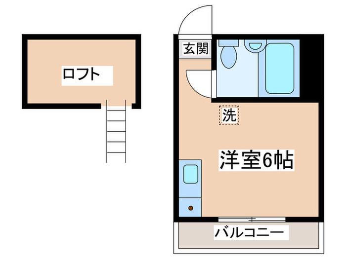 エトワール八雲台(ワンルーム/2階)の間取り写真