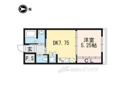 フォルトゥーナ毘沙門町(1DK/3階)の間取り写真