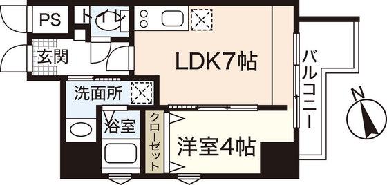 KATAYAMABLDG25(1LDK/10階)の間取り写真