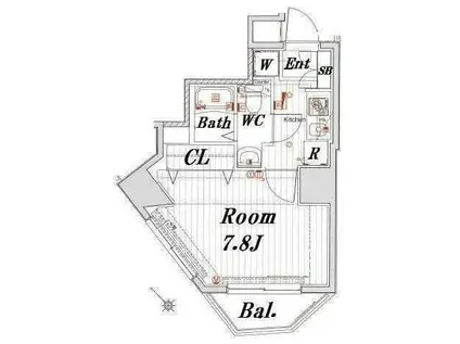 メイクスデザイン入谷(1K/3階)の間取り写真