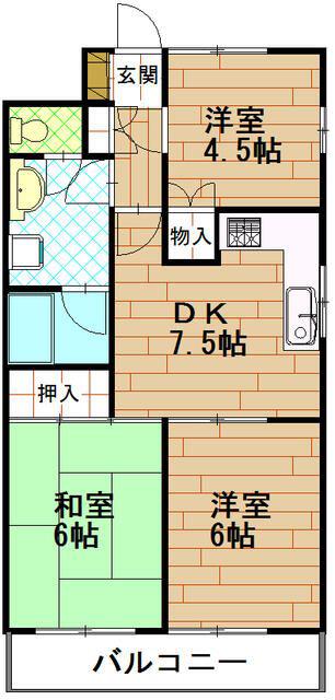洋光台田中ビル(3DK/2階)の間取り写真