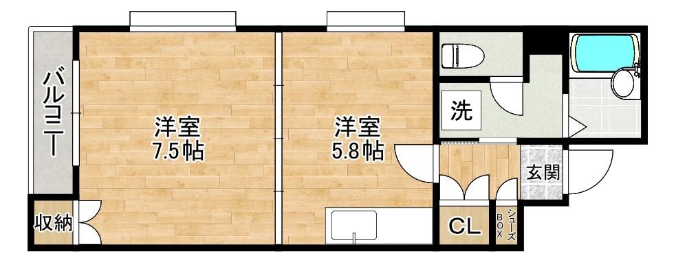リファレンス北方II(1DK/2階)の間取り写真