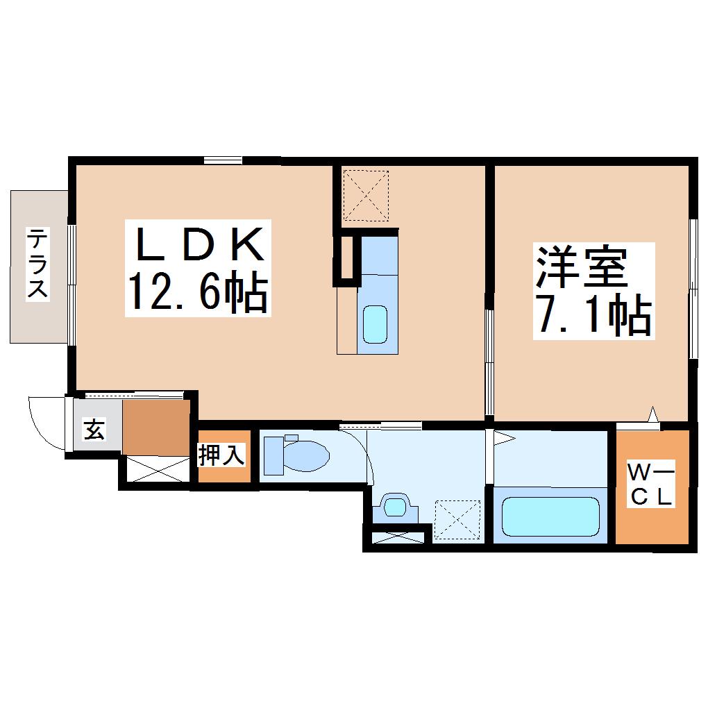 セジュール清水沼(1LDK/1階)の間取り写真