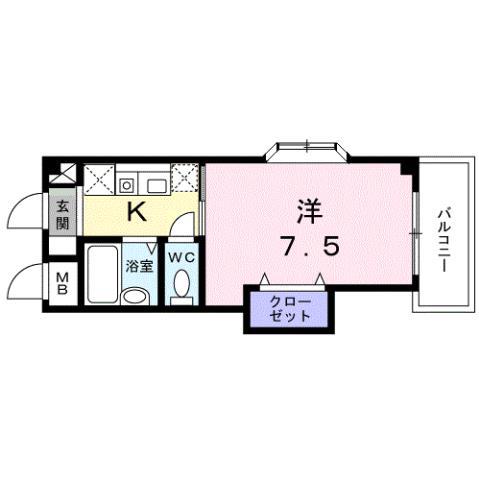 サンセールK(1K/2階)の間取り写真