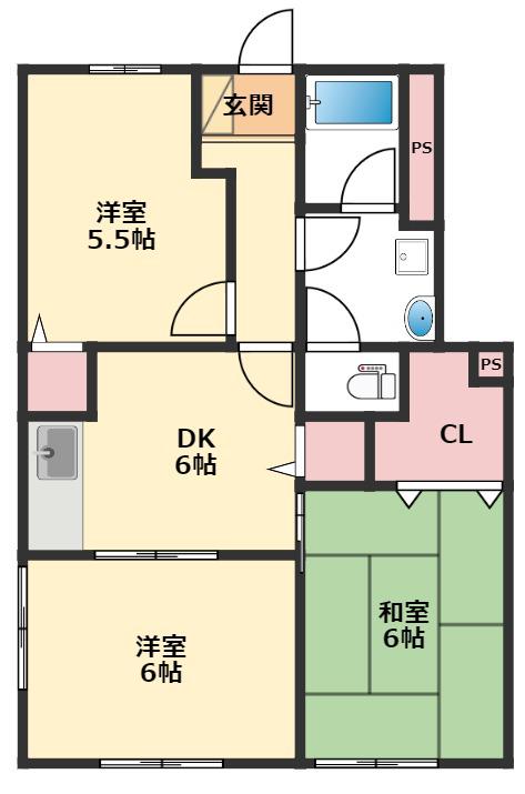 プラチナコート小野(3DK/1階)の間取り写真