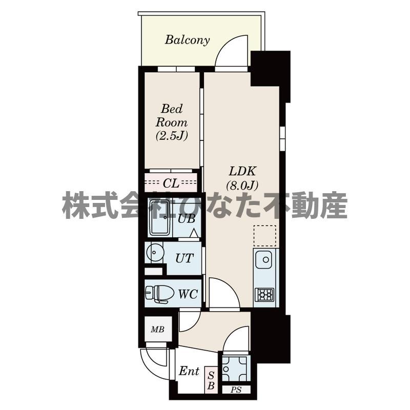 エスリードレジデンス本町パークフロント(1LDK/8階)の間取り写真