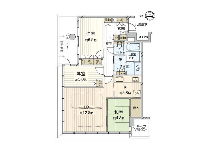 ザ・千里レジデンス(3LDK/4階)の間取り写真