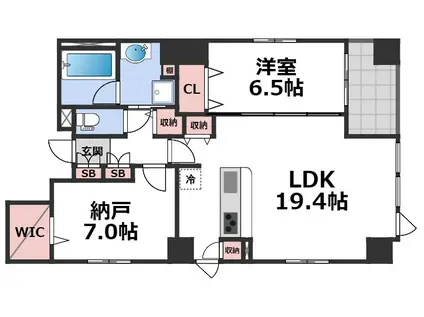 シークレフ北浜(1SLDK/9階)の間取り写真