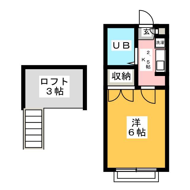 ボナール湘南台(1K/2階)の間取り写真