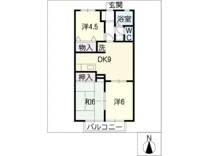 ツインボヌールアタゴ(3DK/1階)の間取り写真