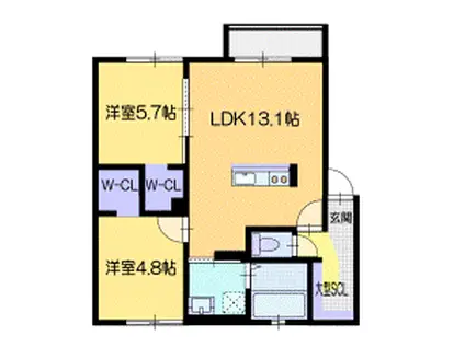 クラージュポルト(2LDK/3階)の間取り写真