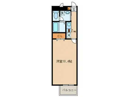 アンプルールフェールKOKI(1K/3階)の間取り写真
