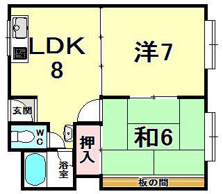 ニュー山手ビル(2LDK/3階)の間取り写真