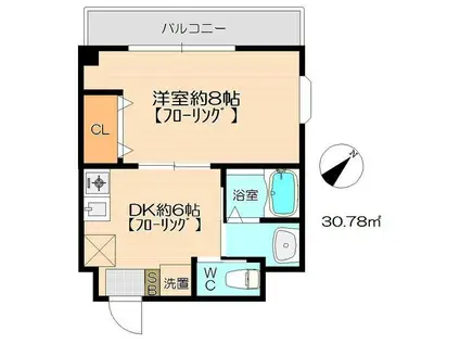 第61川崎ビル(1DK/5階)の間取り写真