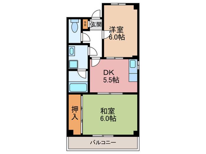 フィールズ田中(2DK/3階)の間取り写真