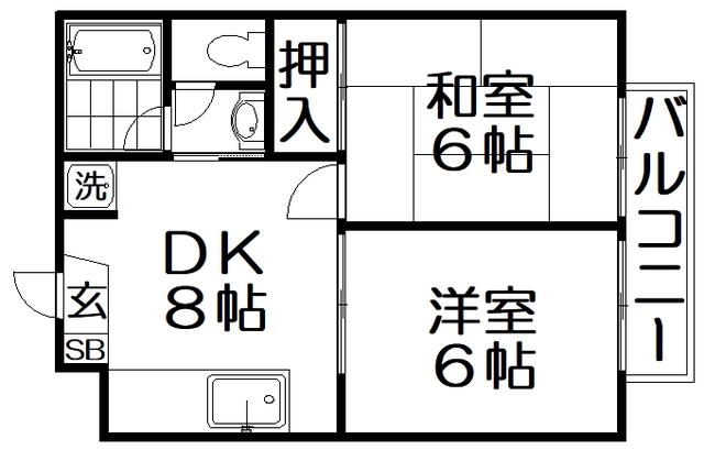 シャトレアロール(2LDK/1階)の間取り写真