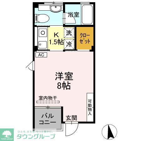 フェイス(1K/1階)の間取り写真