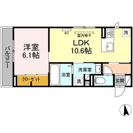 カトレアVI(1LDK/3階)の間取り写真