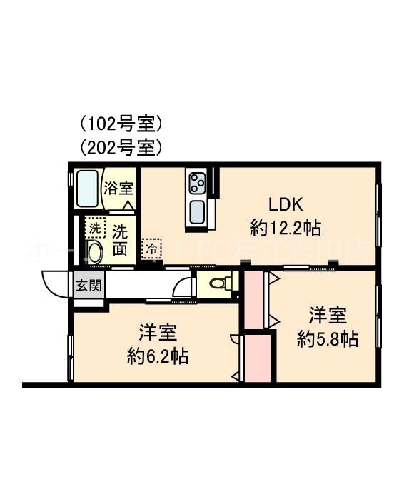 メゾンオーク(2LDK/1階)の間取り写真
