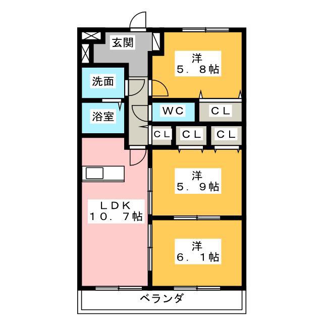 インシエーメ(3LDK/3階)の間取り写真