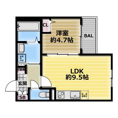 ルイアパートメント長瀬ノール(1LDK/1階)の間取り写真