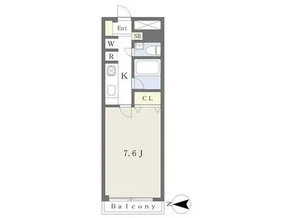 東京メトロ半蔵門線 錦糸町駅 徒歩6分 9階建 広々27平米 即入居可(1K/9階)の間取り写真