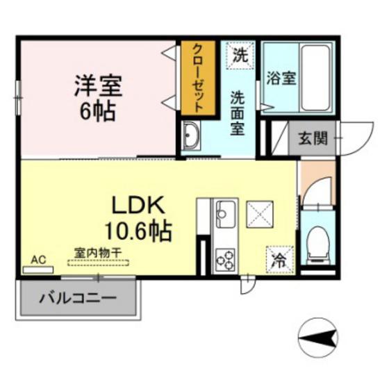 SUNNY(1LDK/1階)の間取り写真