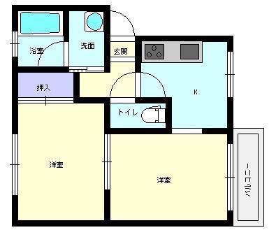 コンフォート18(2K/2階)の間取り写真