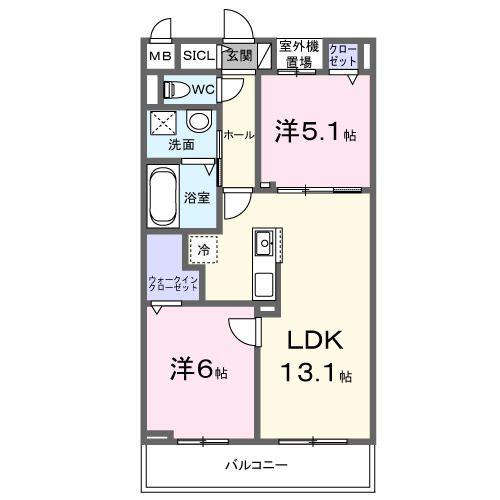 ベルアージュ(2LDK/2階)の間取り写真