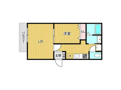 リテラス光善寺(1LDK/2階)の間取り写真
