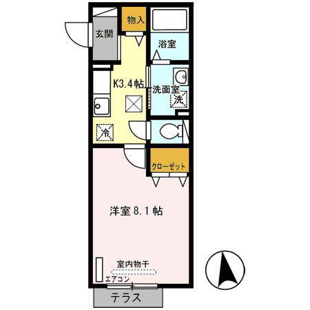 グローリア若葉台(1K/1階)の間取り写真