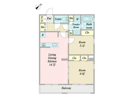 プロシード石川台(2LDK/3階)の間取り写真