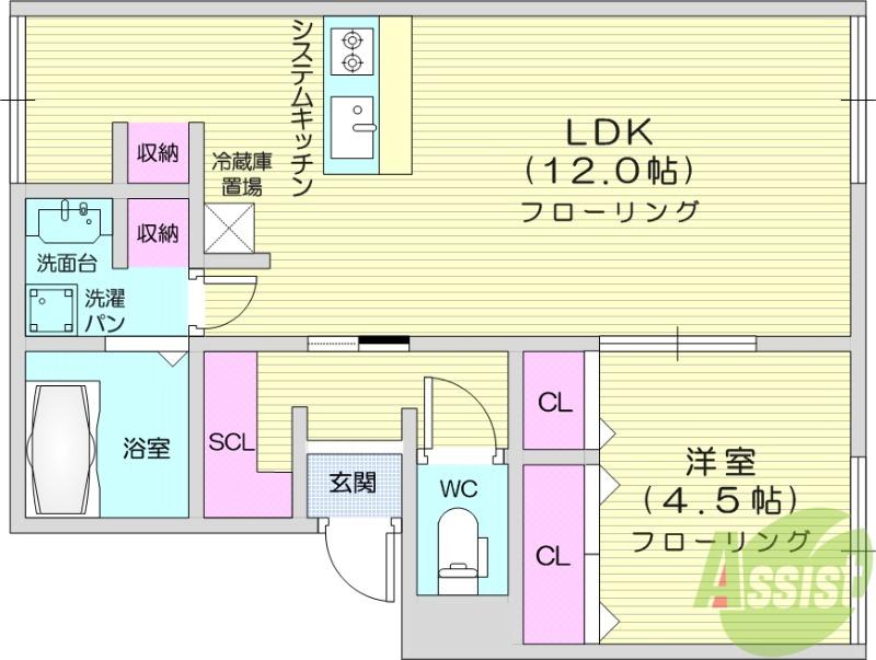 サニーハイツ(1LDK/1階)の間取り写真