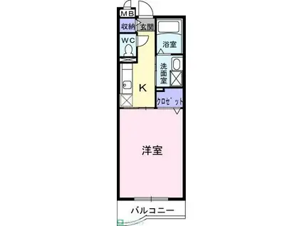 グリシーヌ‐K(1K/3階)の間取り写真