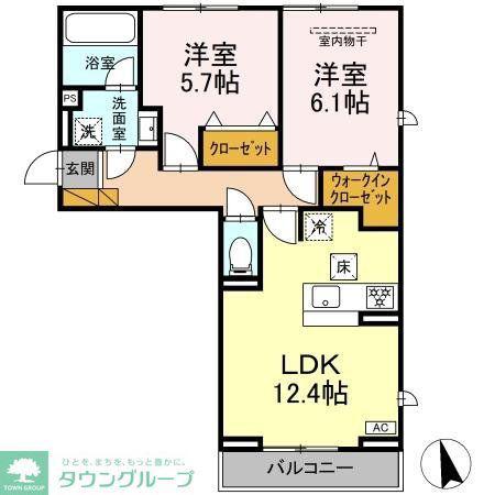 フェリシア(2LDK/1階)の間取り写真