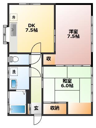 ハイツ紫苑(2DK/1階)の間取り写真
