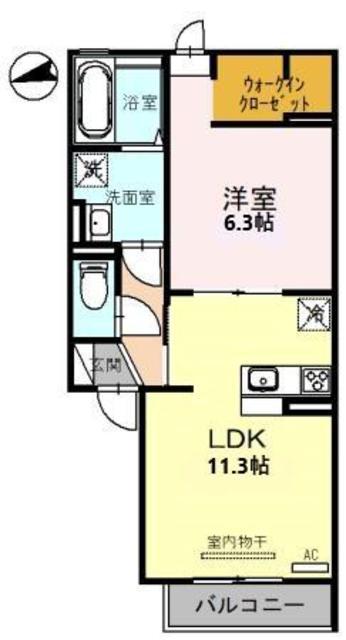 ルーナ ジェーナ(1LDK/2階)の間取り写真