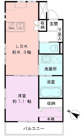 フェルディ女池西(1LDK/3階)の間取り写真