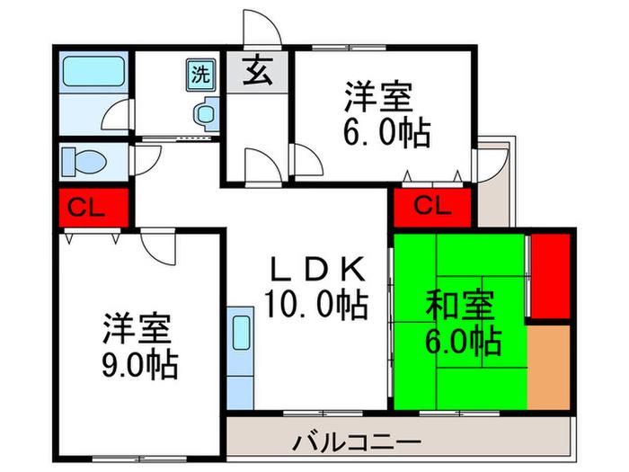 第20千里ハイツ(3LDK/3階)の間取り写真