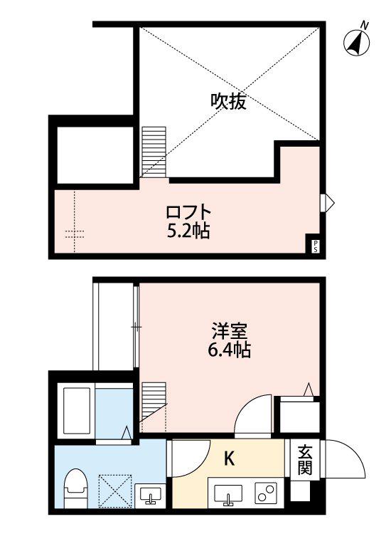 ヴェルデ美園(1K/2階)の間取り写真