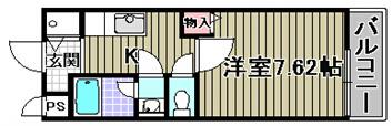 サンプリムローズ(1K/1階)の間取り写真