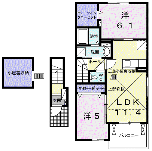 バーデンハイムネクストII(2LDK/2階)の間取り写真