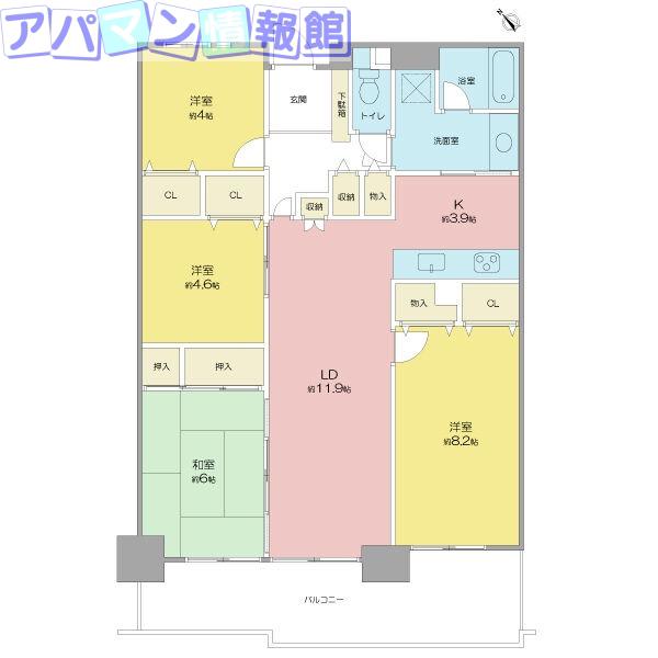 シャルマンコーポ駅南(4LDK/2階)の間取り写真