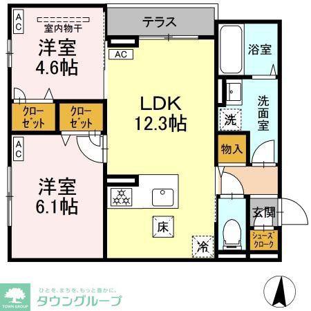 セレスティア柴又V(2LDK/2階)の間取り写真