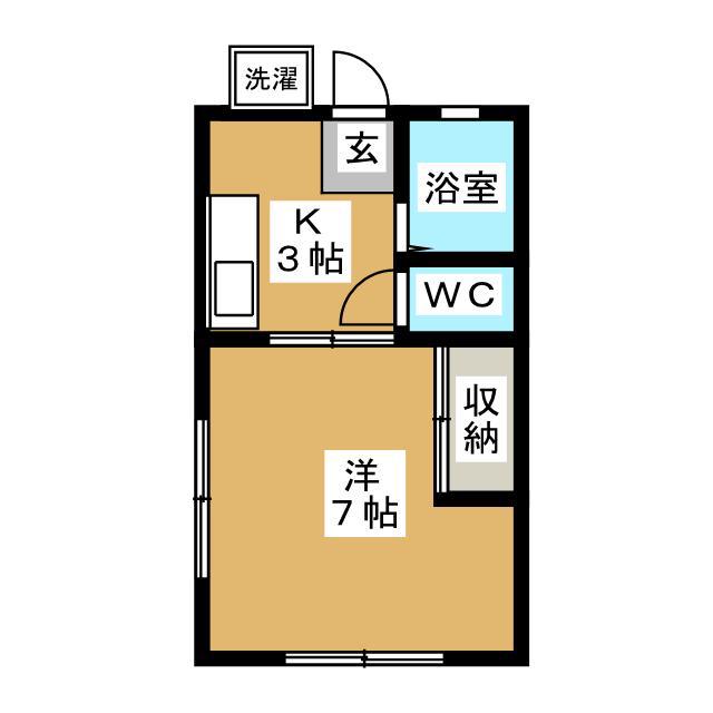 第1ひまわりコーポ(1K/1階)の間取り写真