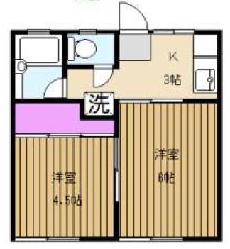 富士ハイツC号棟(2K/1階)の間取り写真