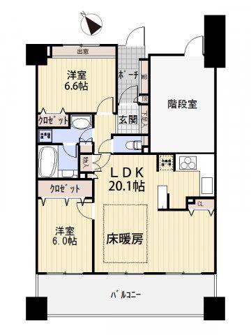 ライオンズマンション横濱元町キャナリシア(2LDK/6階)の間取り写真