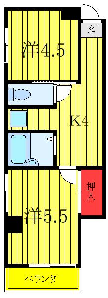 間宮ビル(2K/3階)の間取り写真