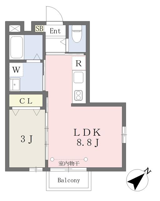 プライムテラス高砂(1LDK/1階)の間取り写真